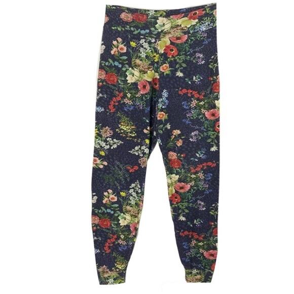 NWOT JOHNNY WAS CALME Sweat Pants Leggings XS Joggers Floral Navy Pink Pull-Up - Picture 1 of 11